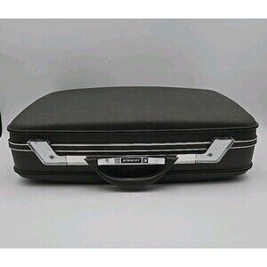 Vintage Airway Hard Shell Dark Green Suitcase Luggage Chrome Accents